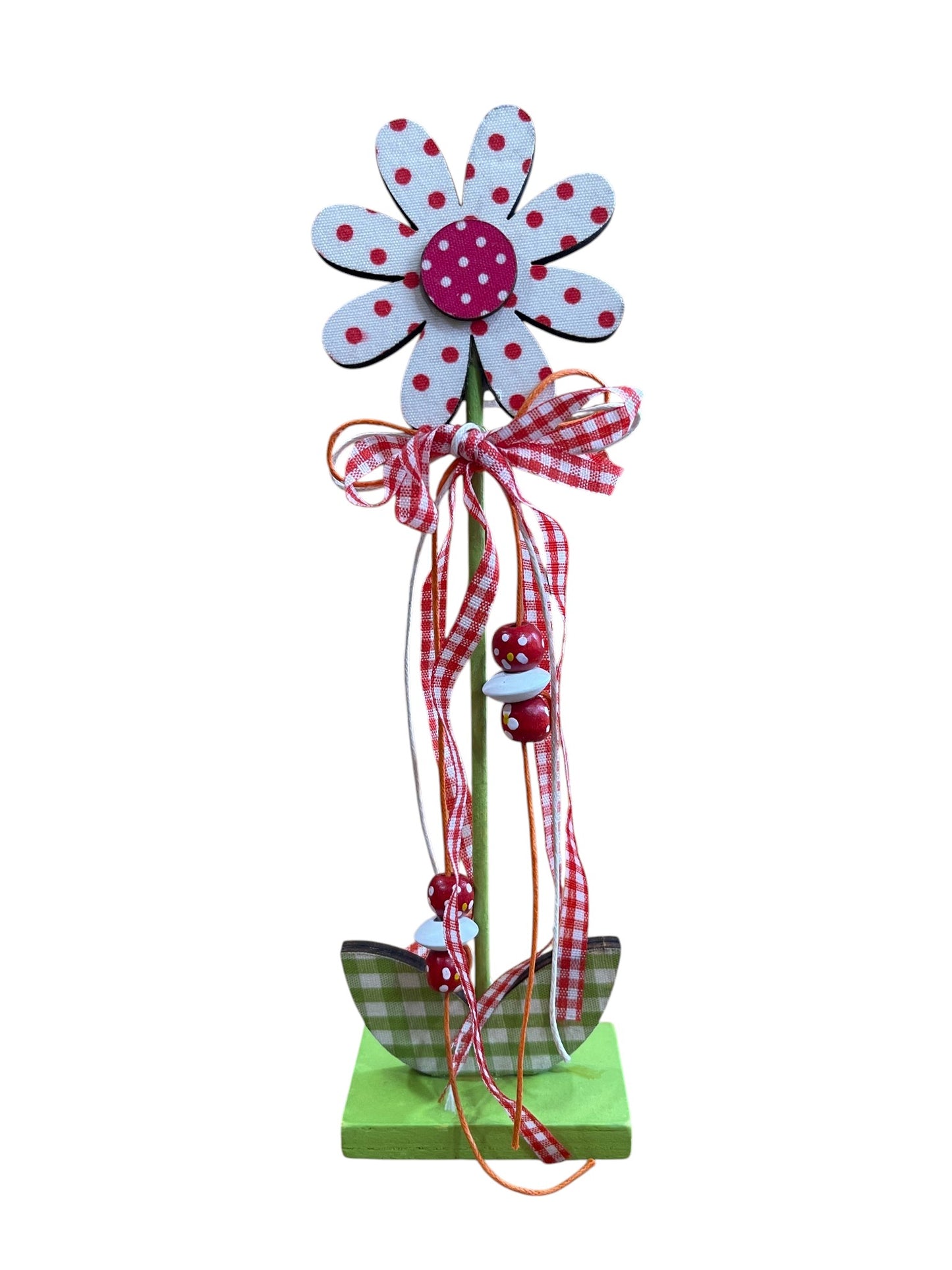 Pinza flor Anuncio decoración madera 3D colgantes en textil y madera.Artesanal
