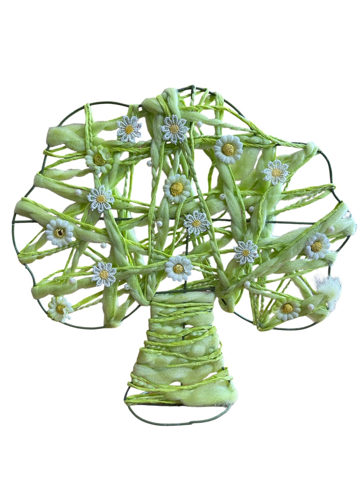 Árbol con flores para expositor o decoración artesano tejido 3D rosa o verde