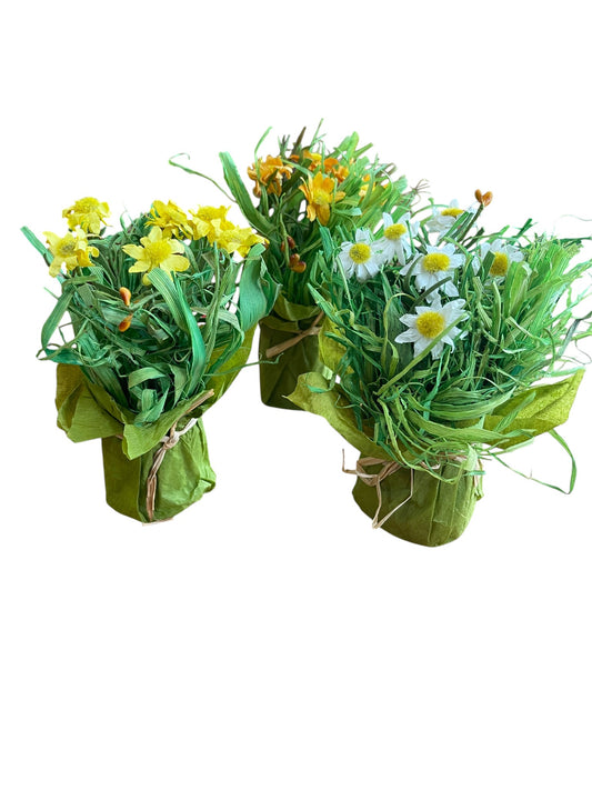 Ramillete flores papel eco 3 colores decoración artesano