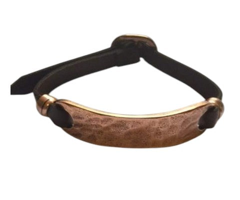 Pulsera DeCobre chapa central con hebilla ajustable - marrón salud y bienestar