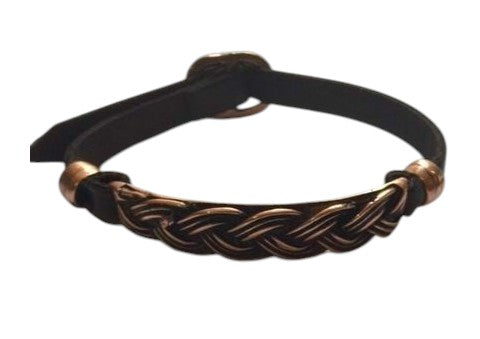 Pulsera DeCobre central trenzado con hebilla ajustable - marrón salud y bienestar