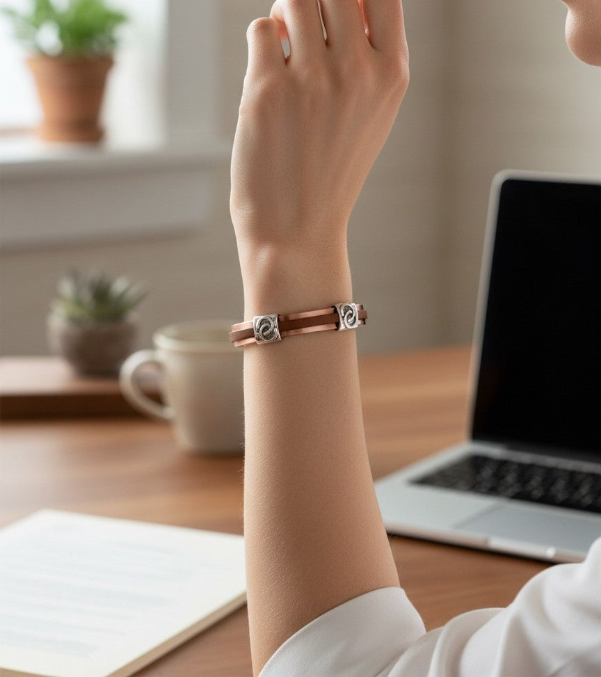 Pulsera DeCobre Bicolor Alianza y piel sintética