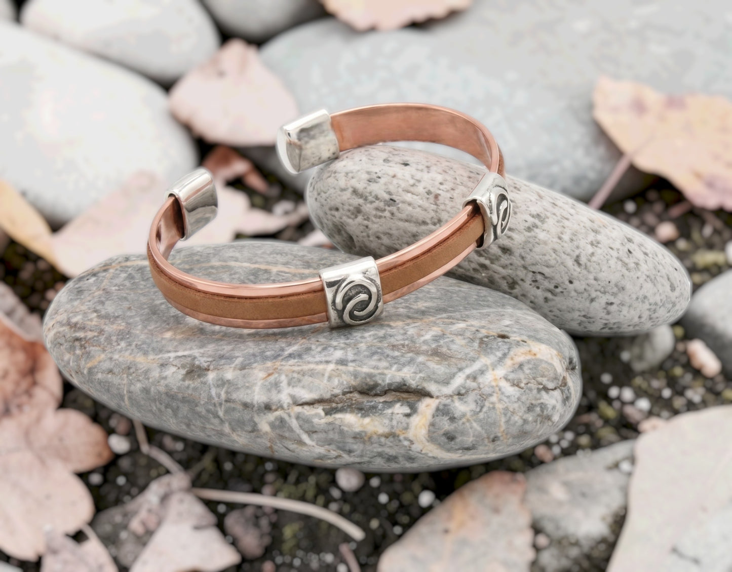 Pulsera DeCobre Bicolor Alianza y piel sintética