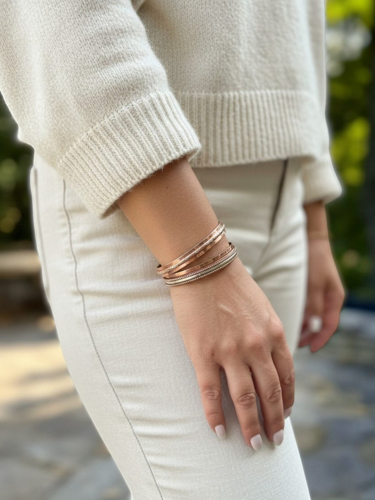 Pulsera DeCobre Trenzas en cobre y latón tiras centrales