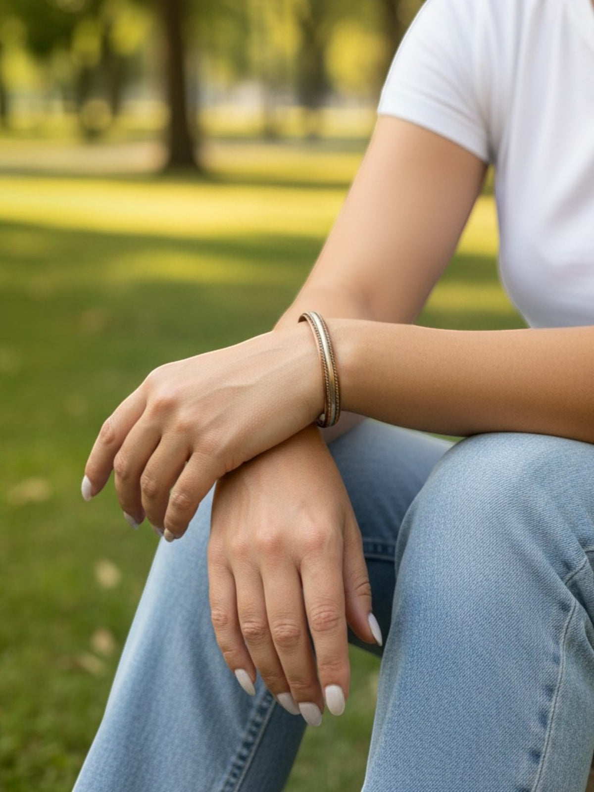Pulsera DeCobre  cobre y latón tiras centrales y magnetoterapia