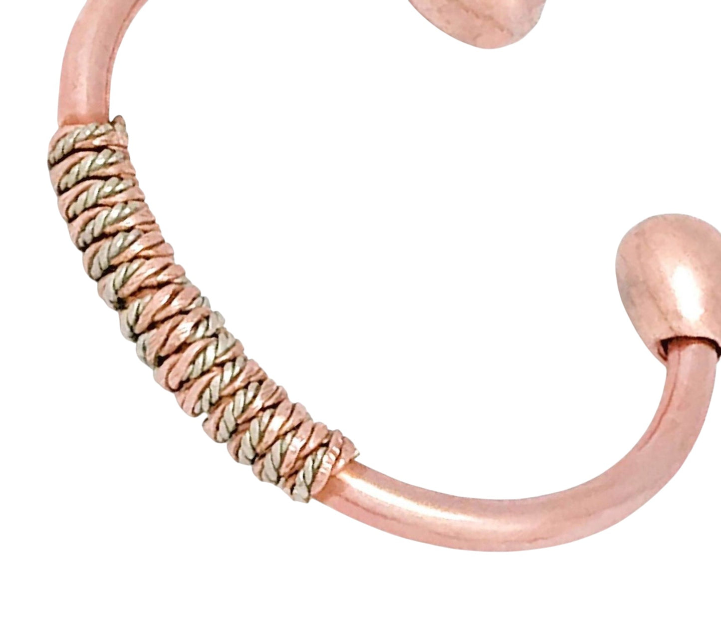 Pulsera DeCobre enlazados tricolor laton y plata - salud y bienestar