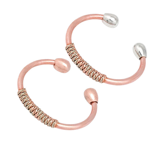 Pulsera DeCobre enlazados tricolor laton y plata - salud y bienestar