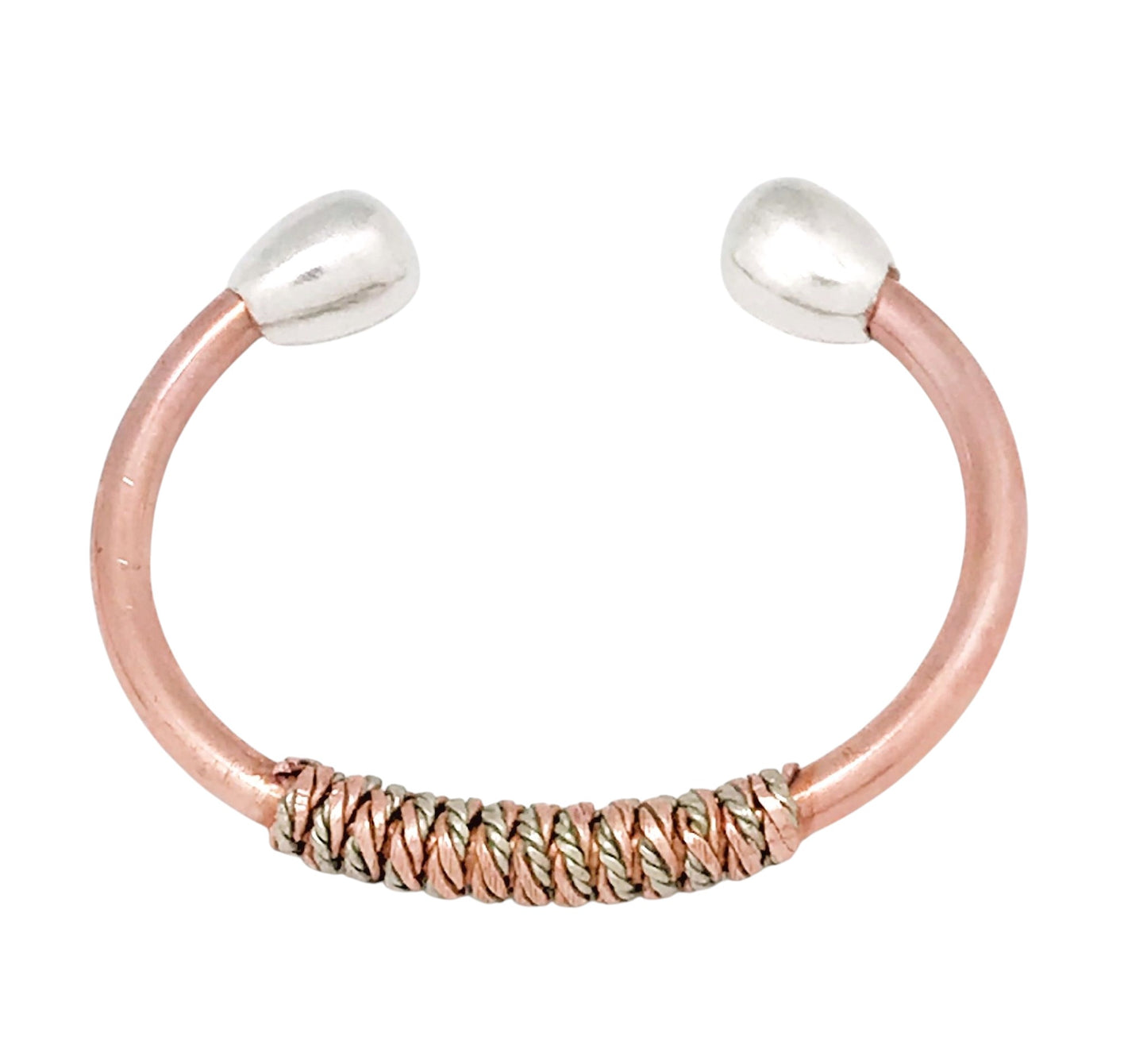 Pulsera DeCobre enlazados tricolor laton y plata - salud y bienestar