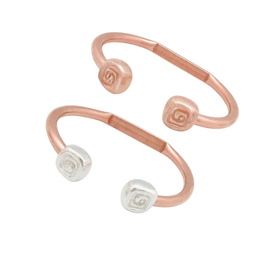 Pulsera DeCobre y detalles en espiral cuadrada plata 10µ o cobre- salud y bienestar