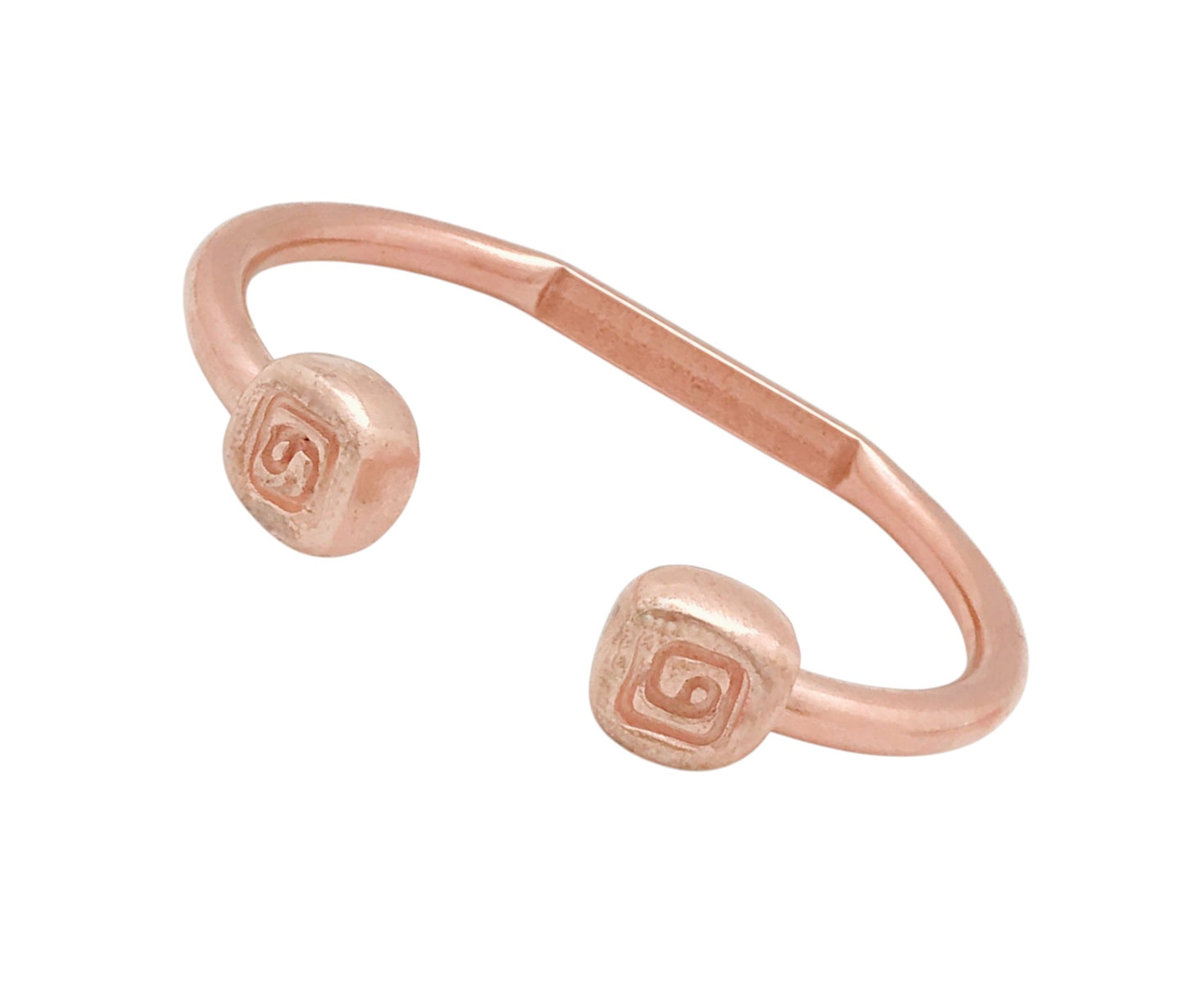 Pulsera DeCobre y detalles en espiral cuadrada plata 10µ o cobre- salud y bienestar