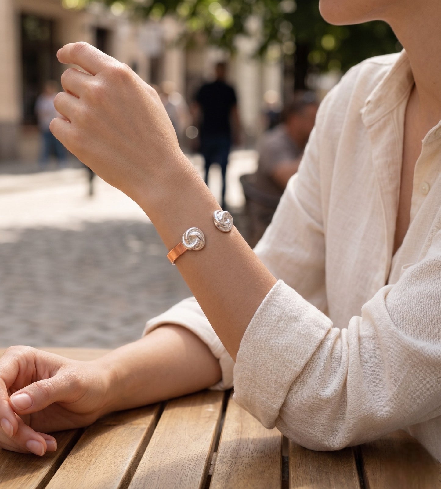 Pulsera DeCobre detalles Rosa plata 10µ o cobre