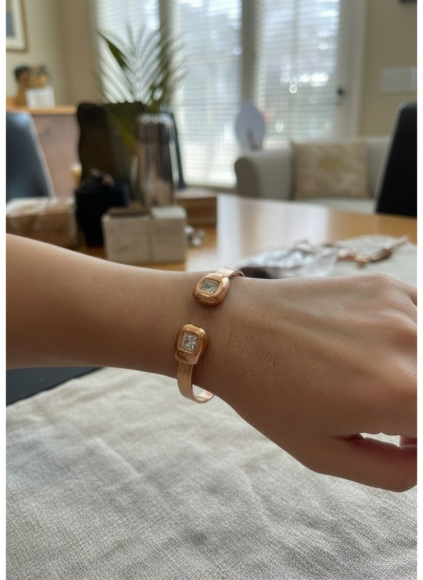 Pulsera DeCobre cristal SW 6x6 y detalles en plata 10µ o cobre .Horizonte de colores