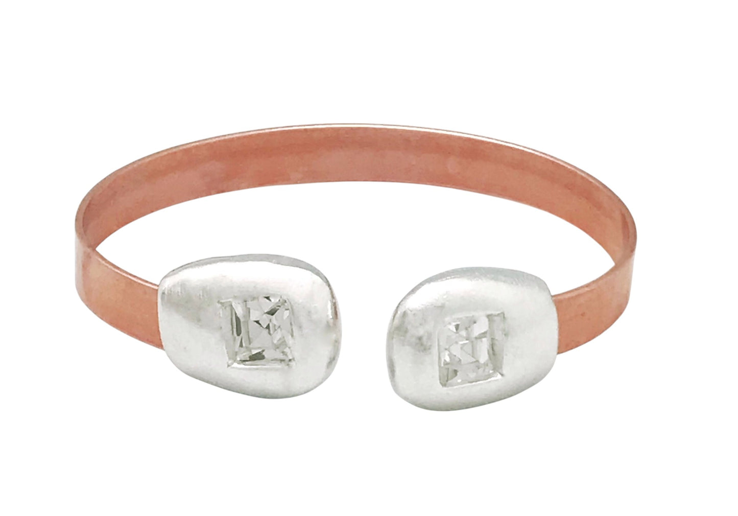 Pulsera DeCobre cristal SW 6x6 y detalles en plata 10µ o cobre .Horizonte de colores