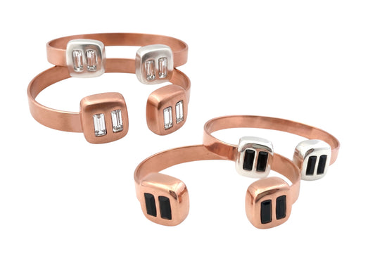 Pulsera DeCobre con detalles cristales de Sw en plata 10µ o cobre. Ajustable