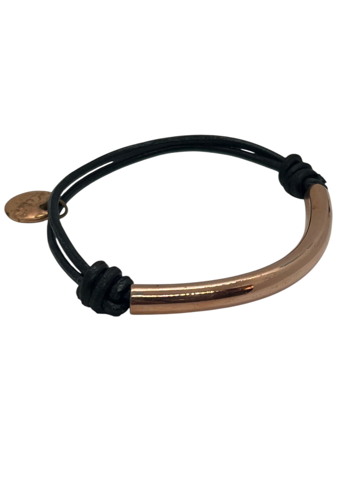 Pulsera DeCobre cuero y tubo nudo corredizo