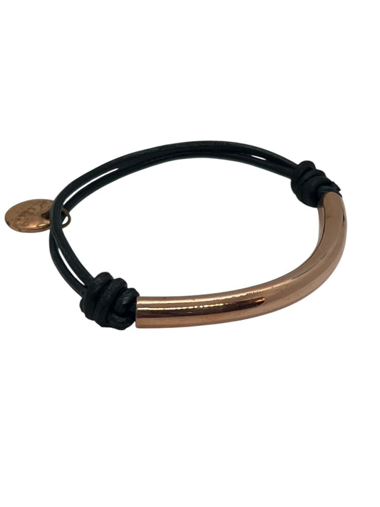 Pulsera DeCobre cuero y tubo nudo corredizo