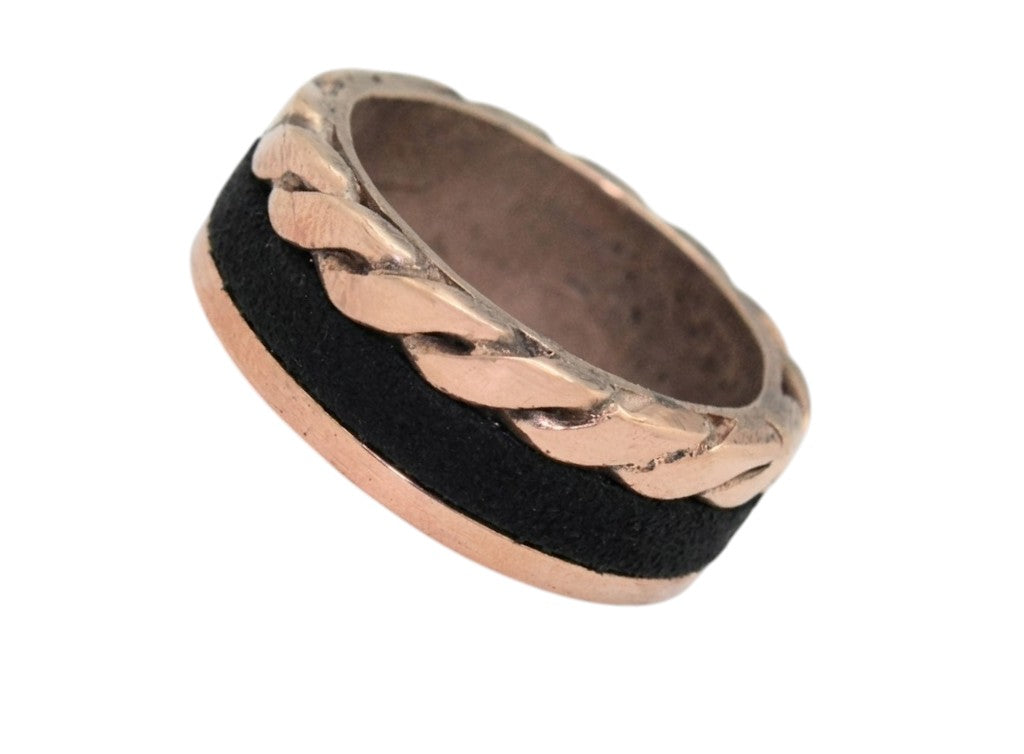 Anillo solitario con piel central sostenible DeCobre salud y bienestar
