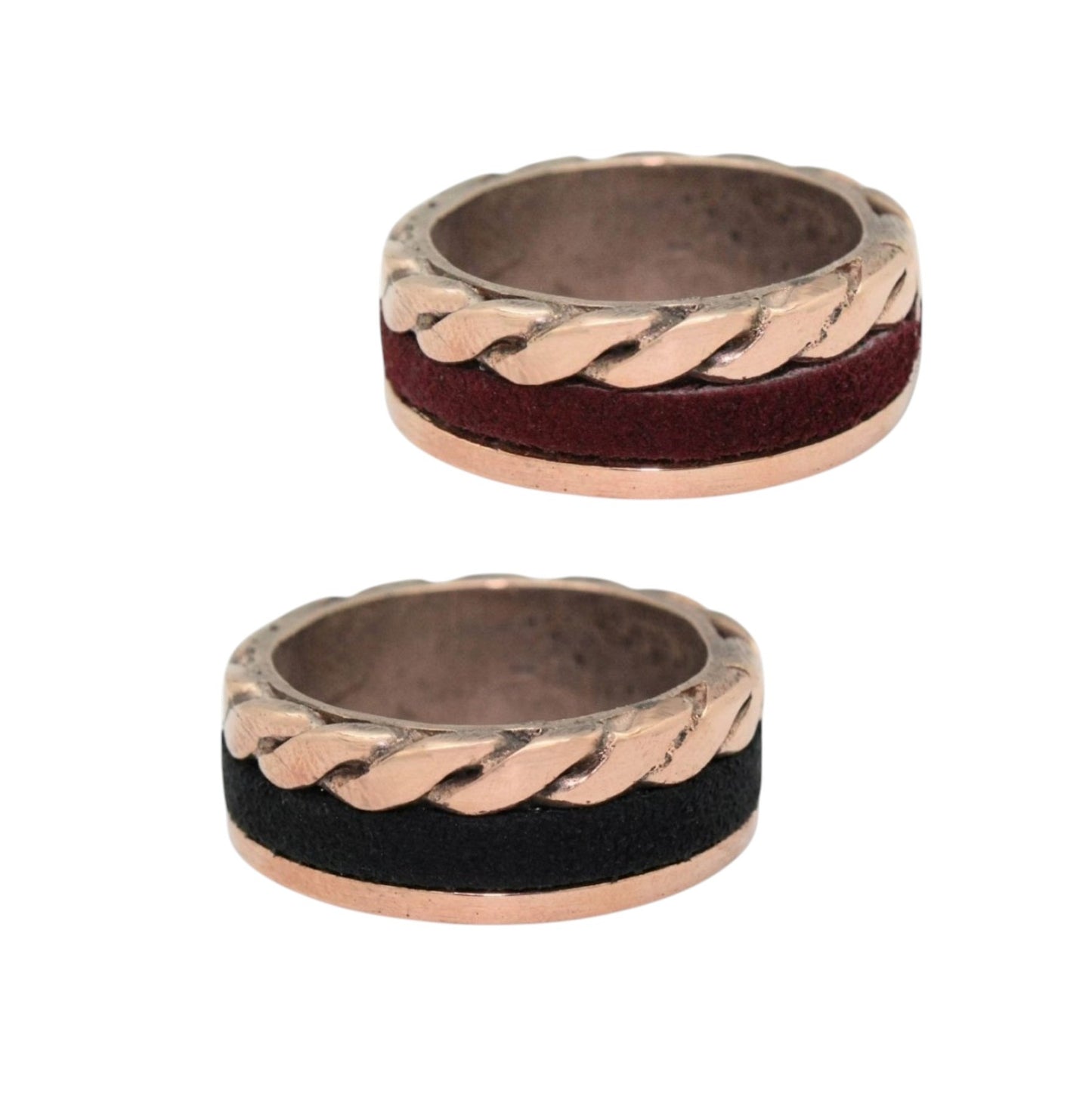 Anillo solitario con piel central sostenible DeCobre salud y bienestar