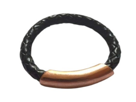 Pulsera DeCobre piel trenzada y tubo con cierre de iman. Salud y belleza