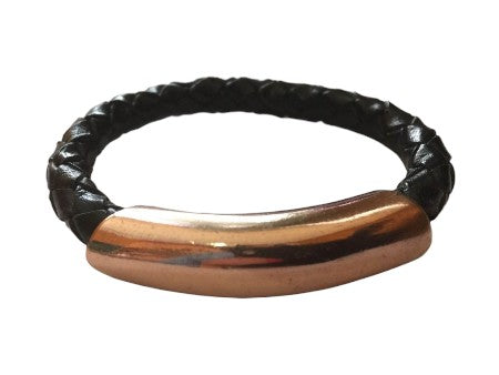 Pulsera DeCobre piel trenzada y tubo con cierre de iman. Salud y belleza
