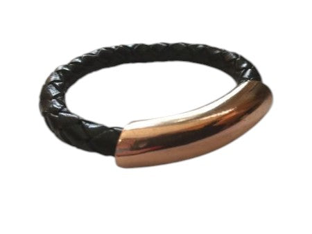 Pulsera DeCobre piel trenzada y tubo con cierre de iman. Salud y belleza