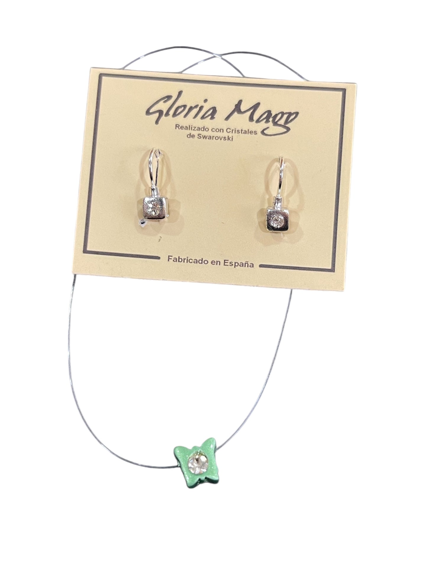 Conjunto de pendiente y collar invisible con cristales de SW cristal