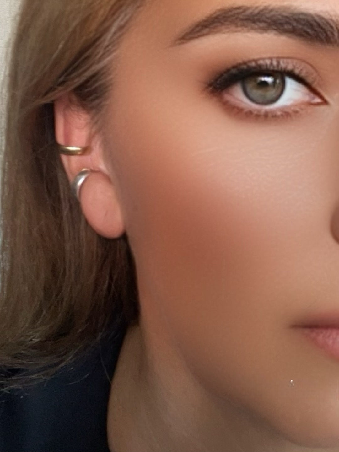 Conjunto de earcuff mixto en latón plata 10µ y dorado