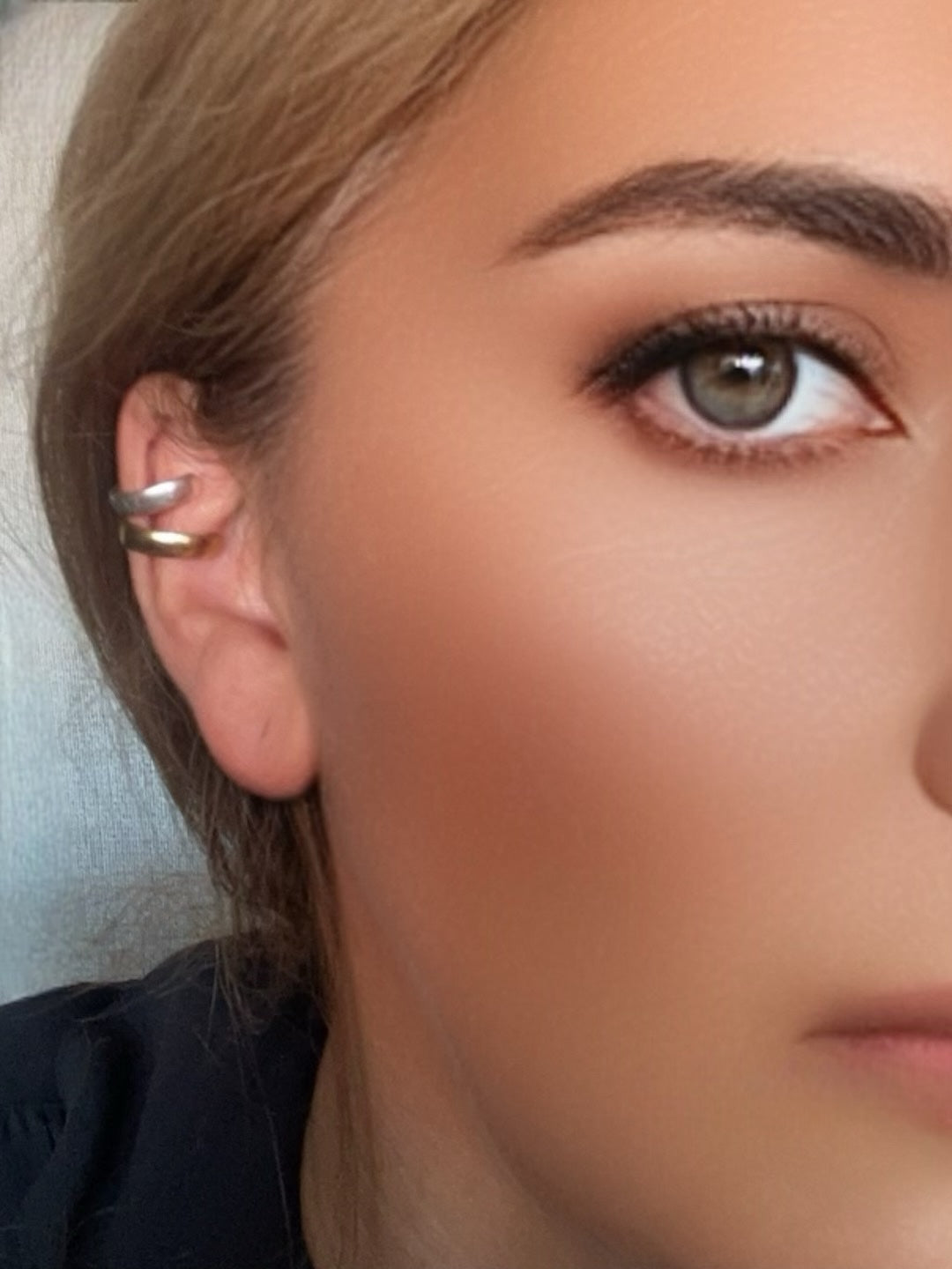 Conjunto de earcuff mixto en latón plata 10µ y dorado