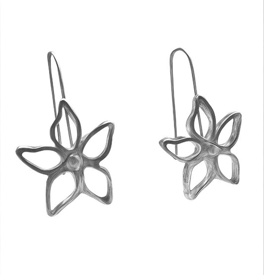 pendiente gancho flor blom plata Gloria Mago diseño 
