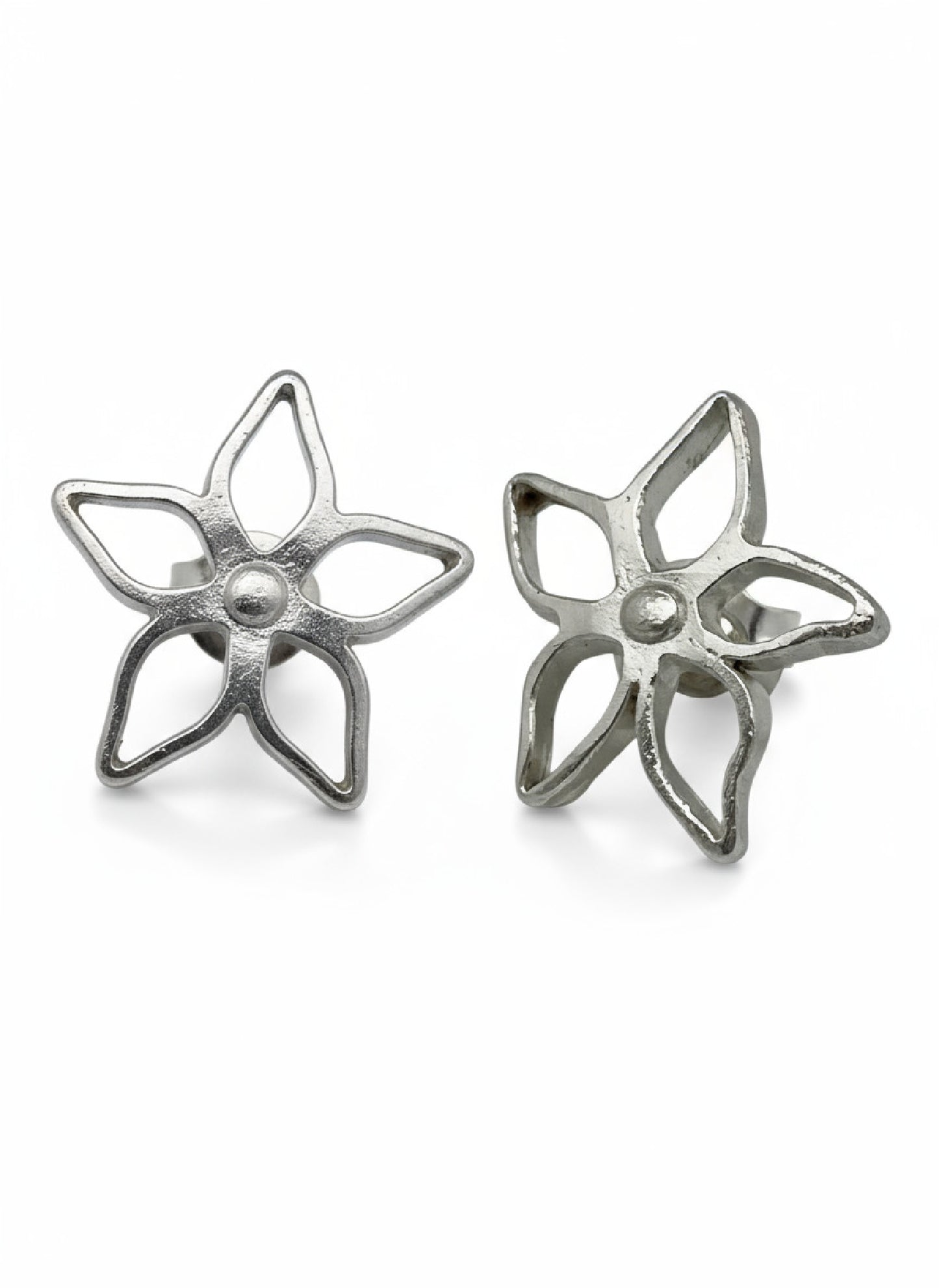 Pendiente botón plata flor Gloria Mago diseño moda calidad