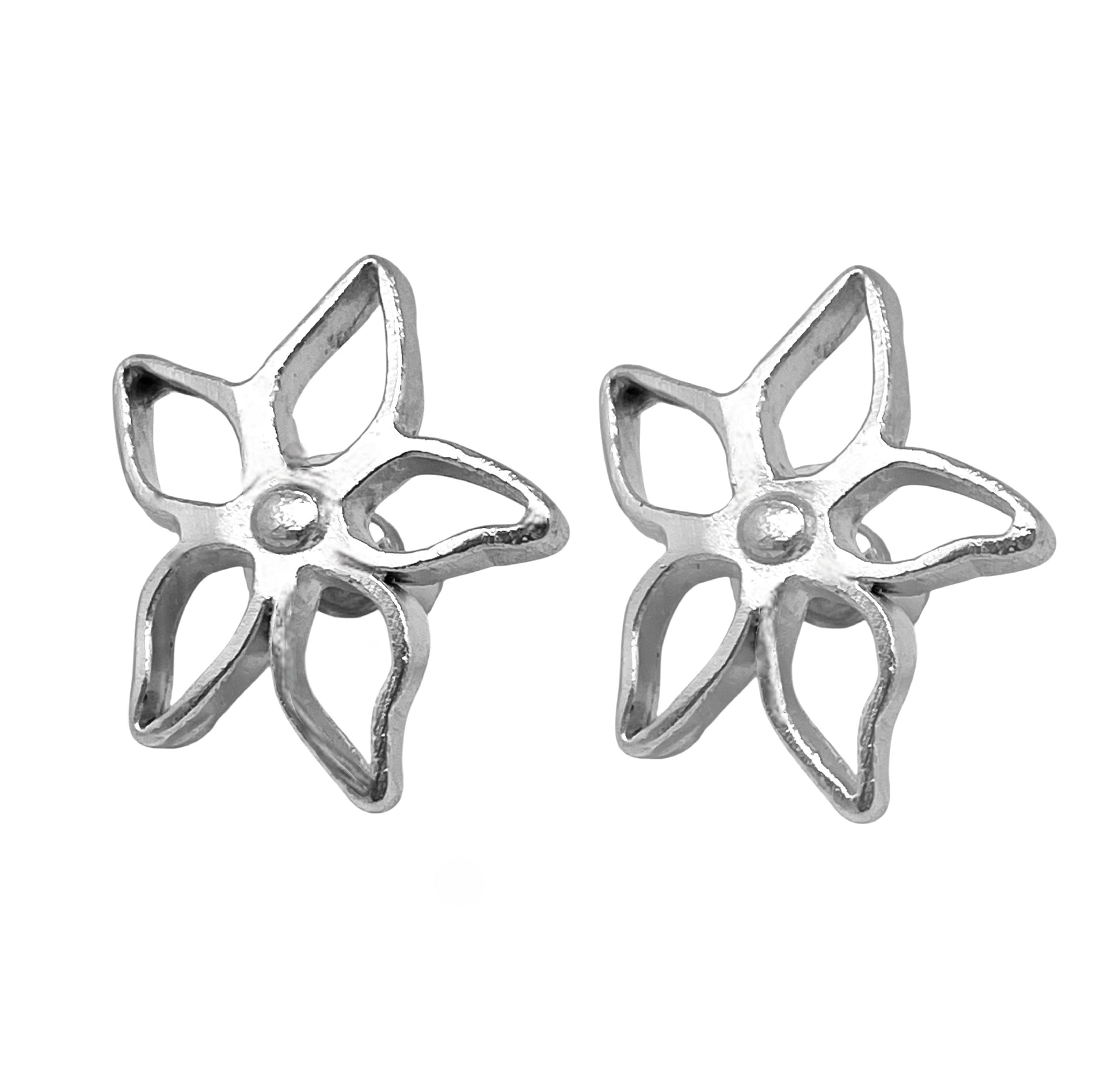 Pendiente botón plata flor Gloria Mago diseño moda calidad