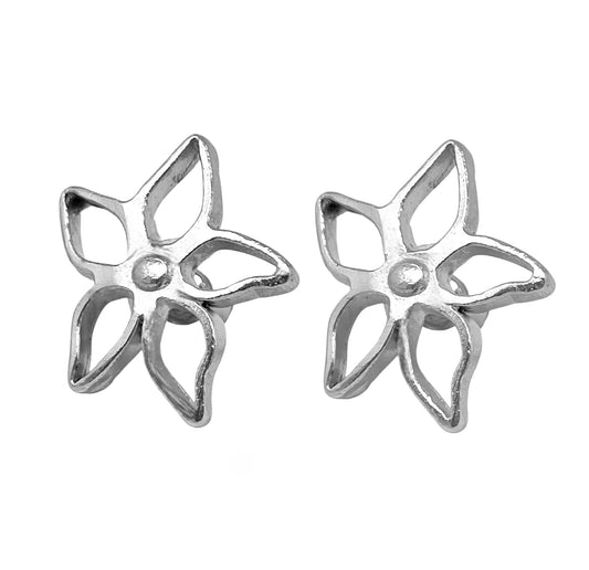 Pendiente botón plata flor Gloria Mago diseño moda calidad