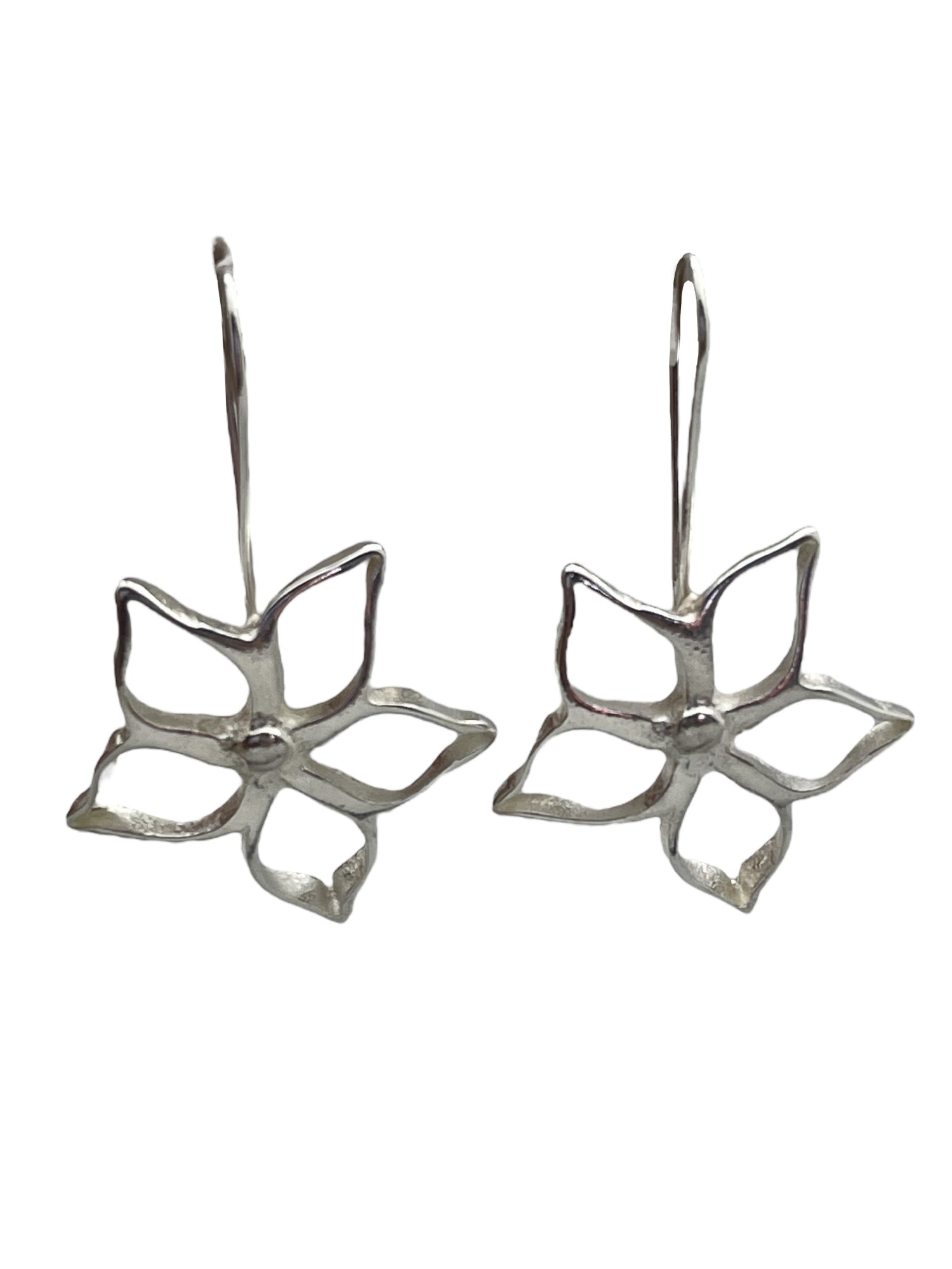 pendiente flor gancho plata calidad moda Gloria Mago fashion