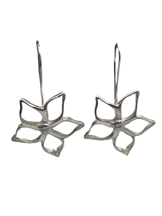 pendiente flor gancho plata calidad moda Gloria Mago fashion