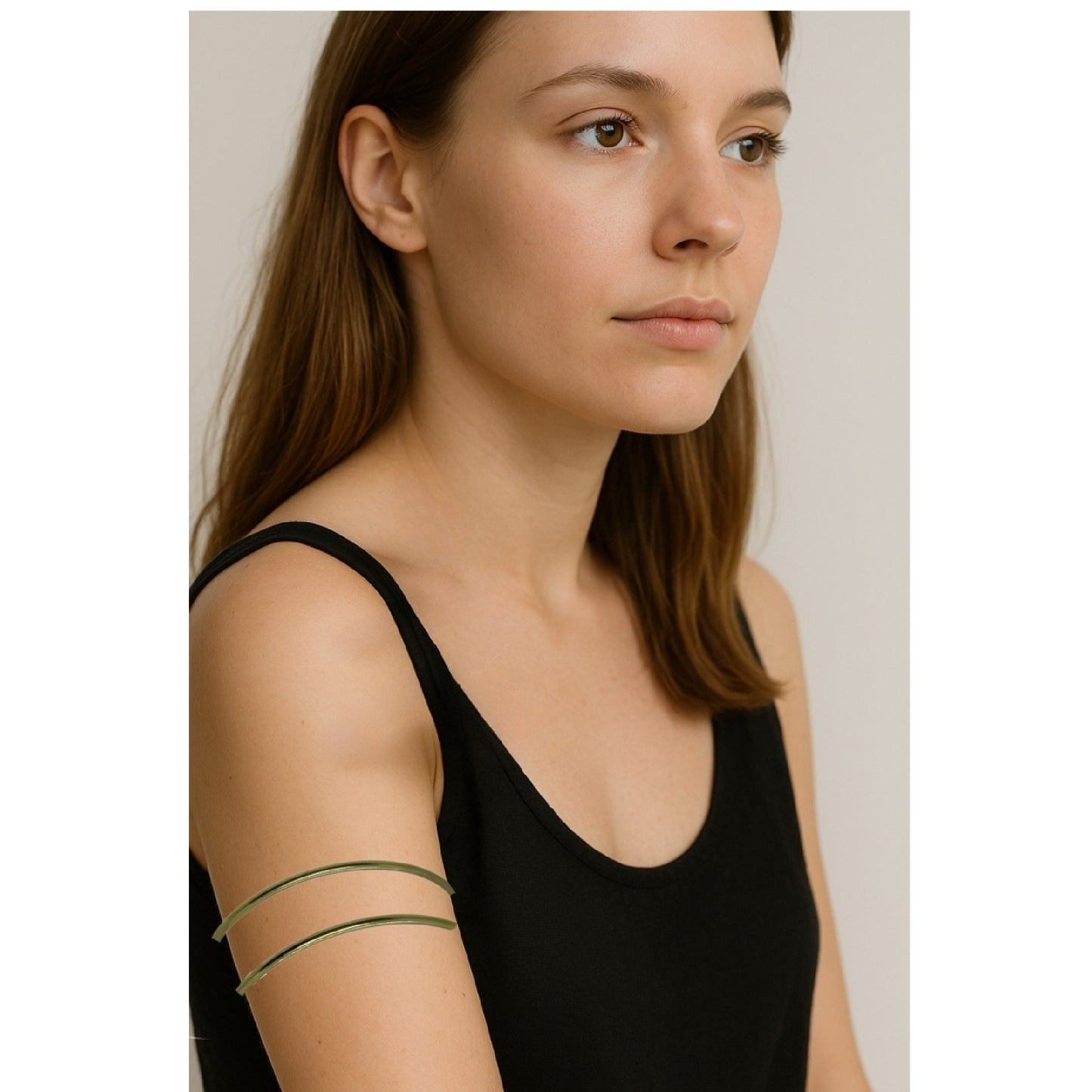 Brazalete doble aro en latón dorado multiposición ajustable