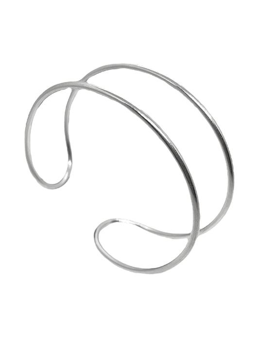 Brazalete doble aro en latón plata 10µ multiposición ajustable