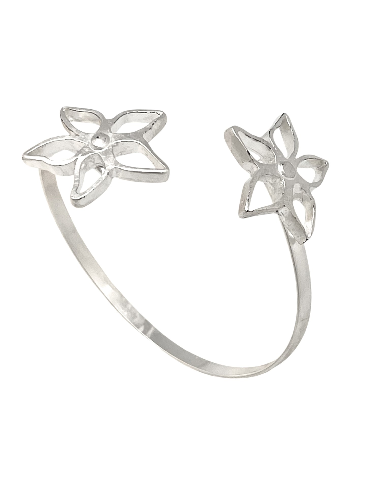 Pulsera brazalete doble flor lat
on chapado plata de ley Gloria Mago diseño Madrid exclusivo