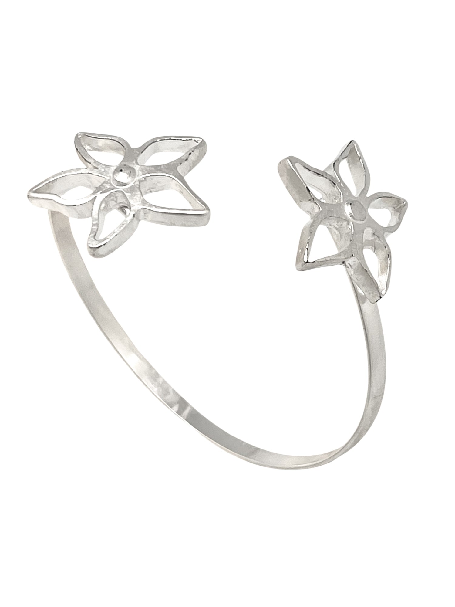 Pulsera brazalete doble flor lat
on chapado plata de ley Gloria Mago diseño Madrid exclusivo