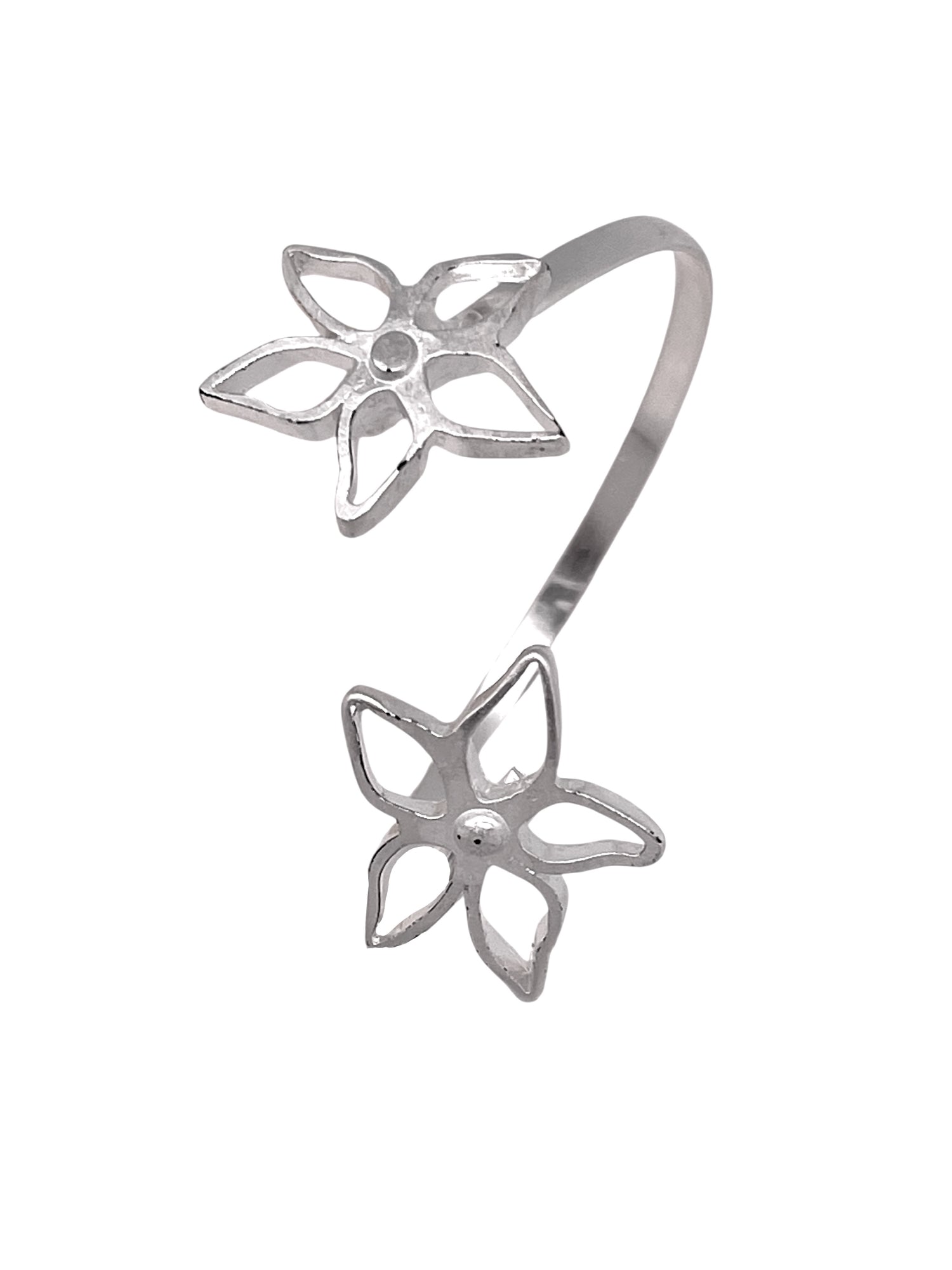Pulsera brazalete doble flor lat
on chapado plata de ley Gloria Mago diseño Madrid exclusivo