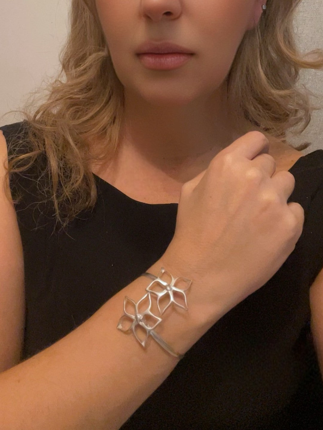 Pulsera brazalete fino IrregularBlom GD Doble plata chapado 10µ ajustable o dorado (latón)