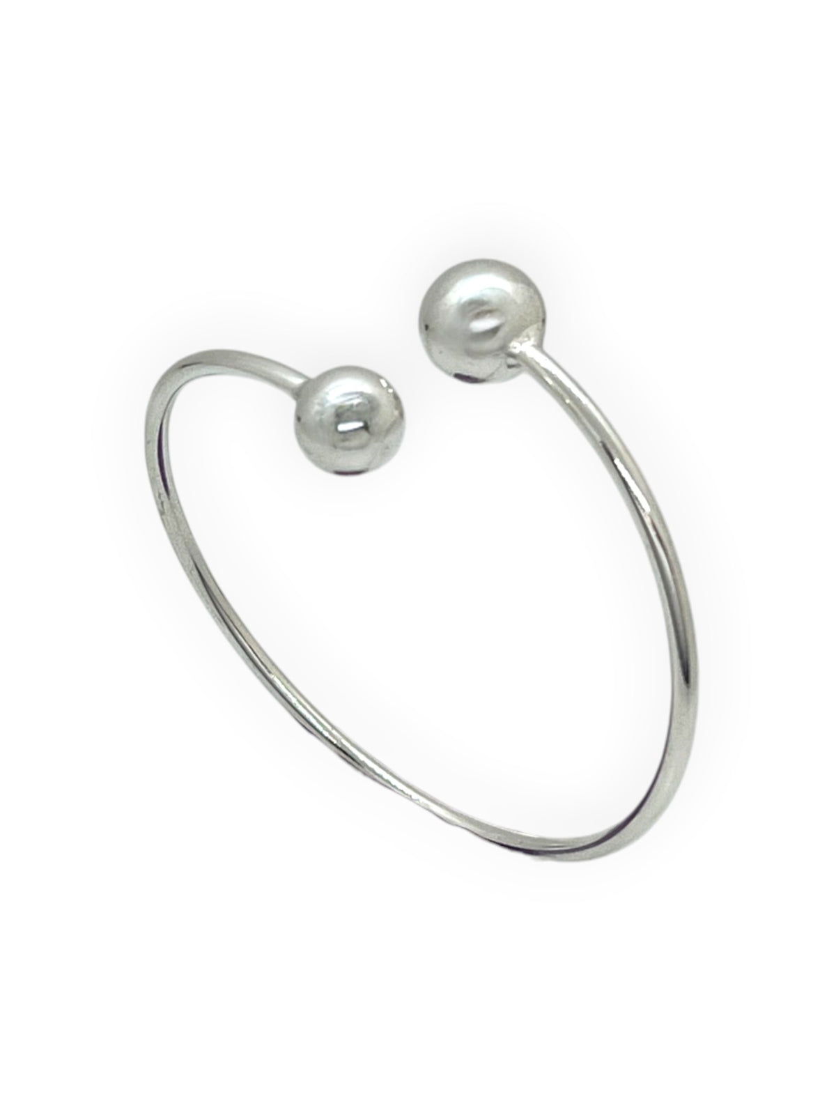 Pulsera aro laton y doble bola en plata chapado 10µ o dorado