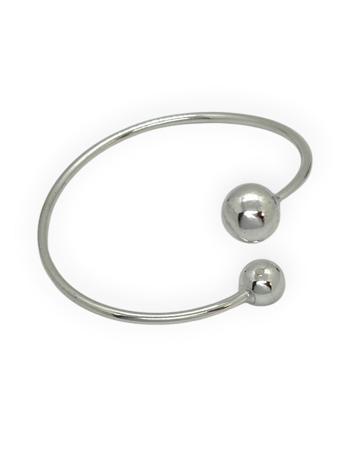 Pulsera aro laton y doble bola en plata chapado 10µ o dorado