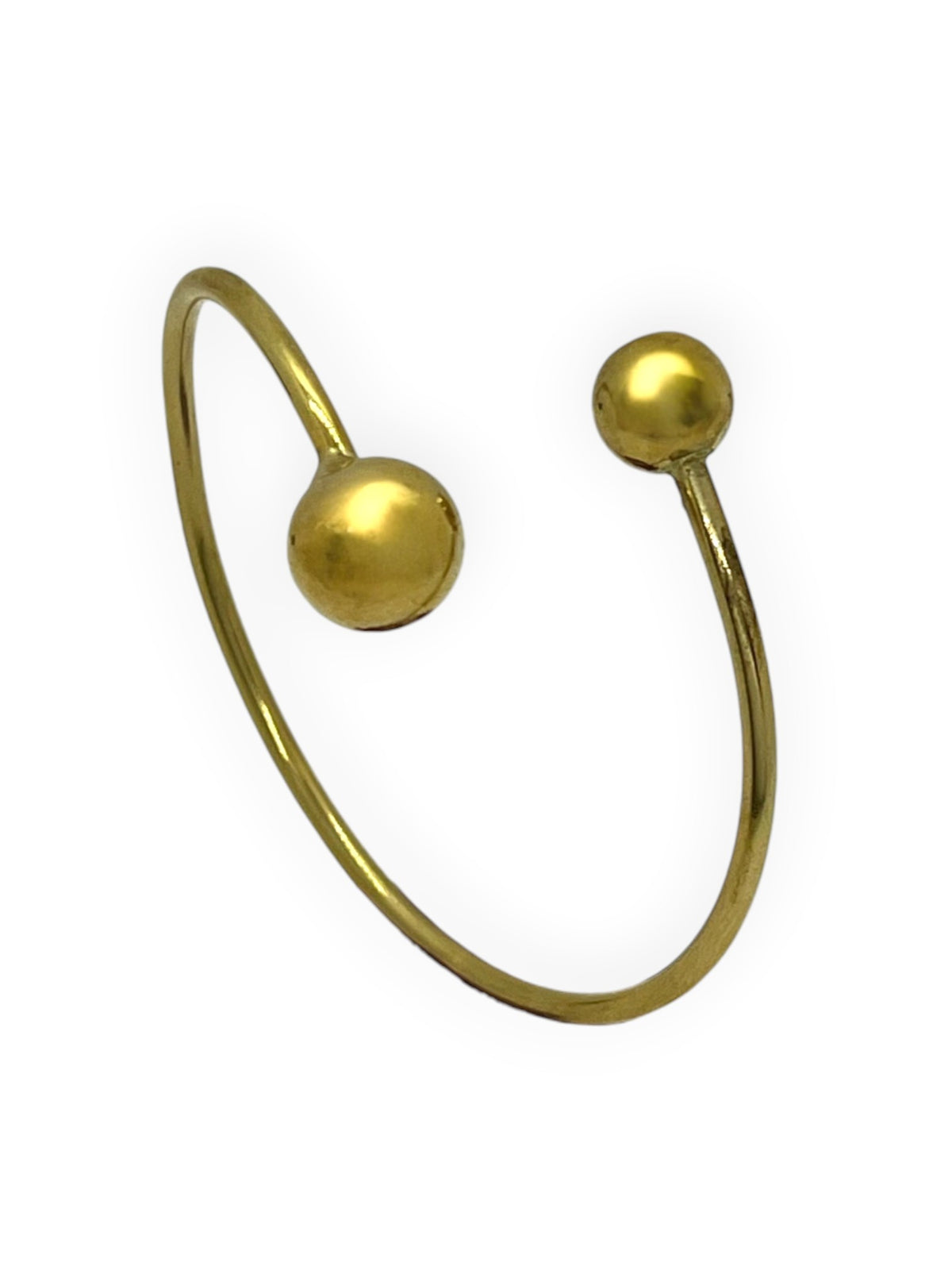 Pulsera aro laton y doble bola en plata chapado 10µ o dorado