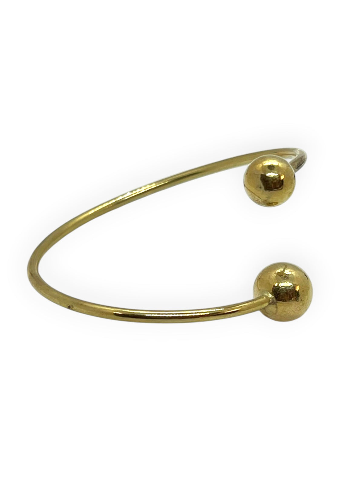 Pulsera aro laton y doble bola en plata chapado 10µ o dorado