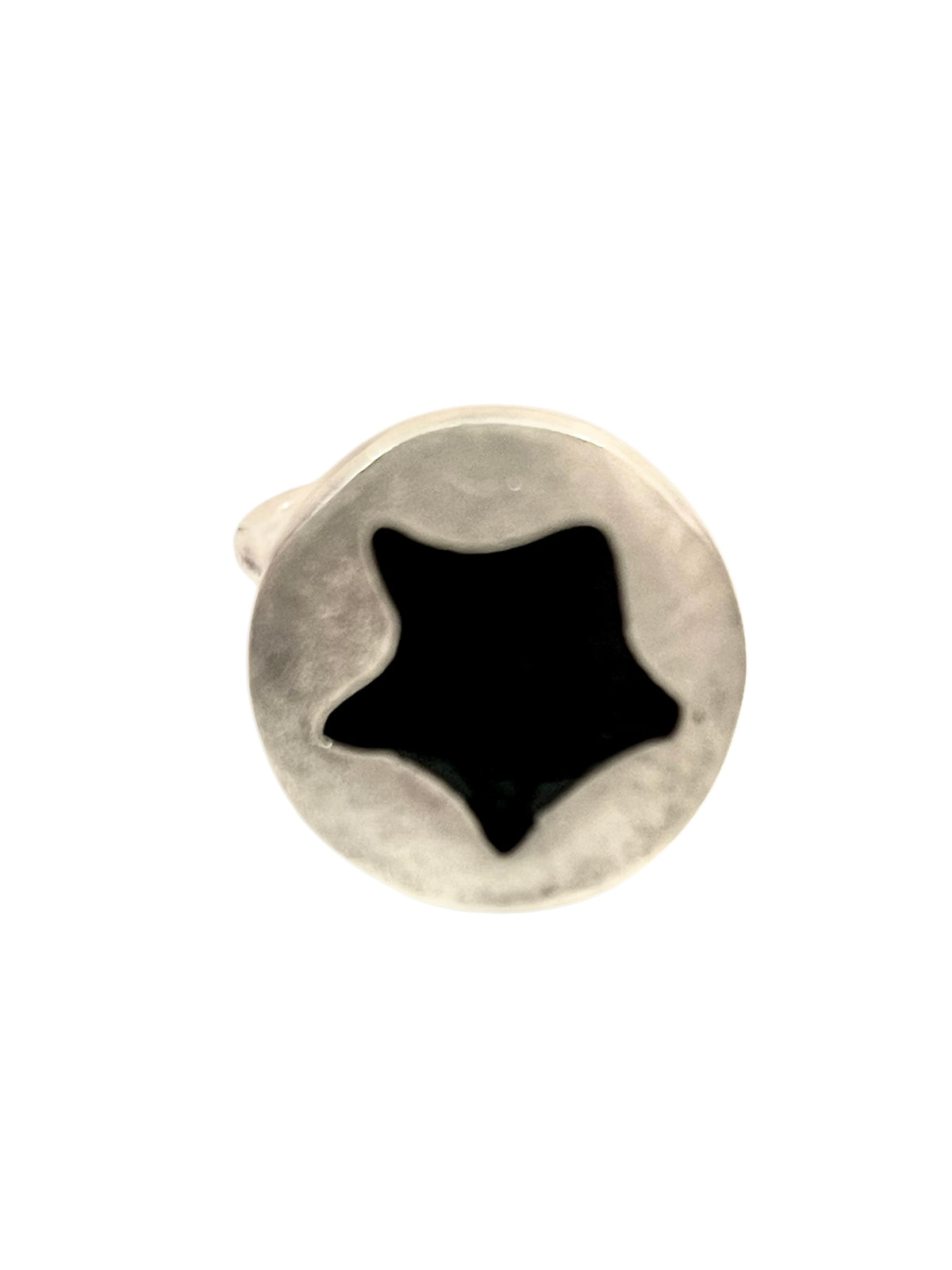 Anillo sello estrella esmalte negro y plata 10µ o dorado latón
