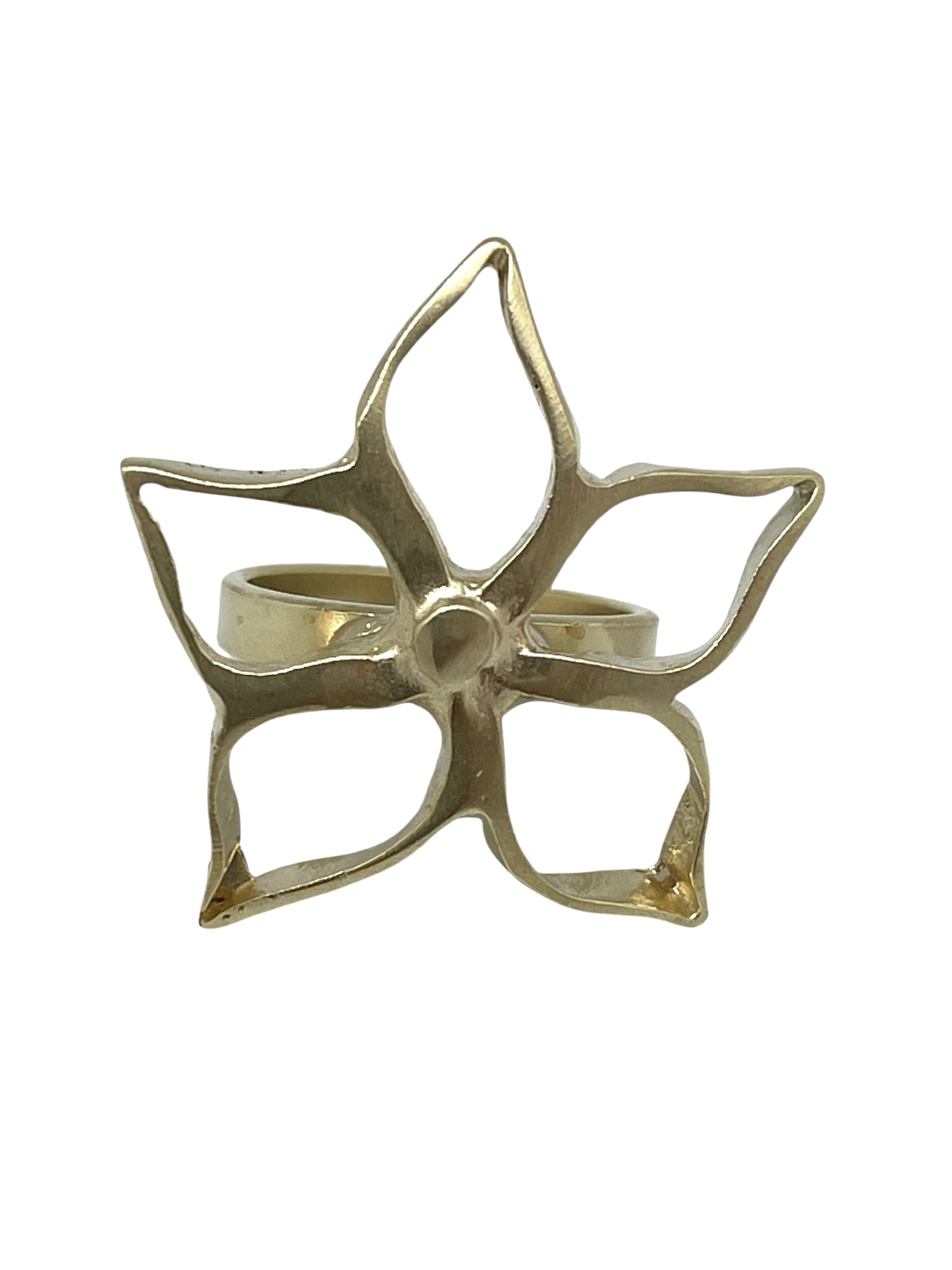 Anillo flor dorado oro latón Gloria Mago diseño exclusivo moda accesorio fabricante