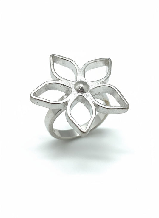 Anillo flor plata de ley chapado latón Gloria Mago diseño exclusivo moda accesorio fabricante