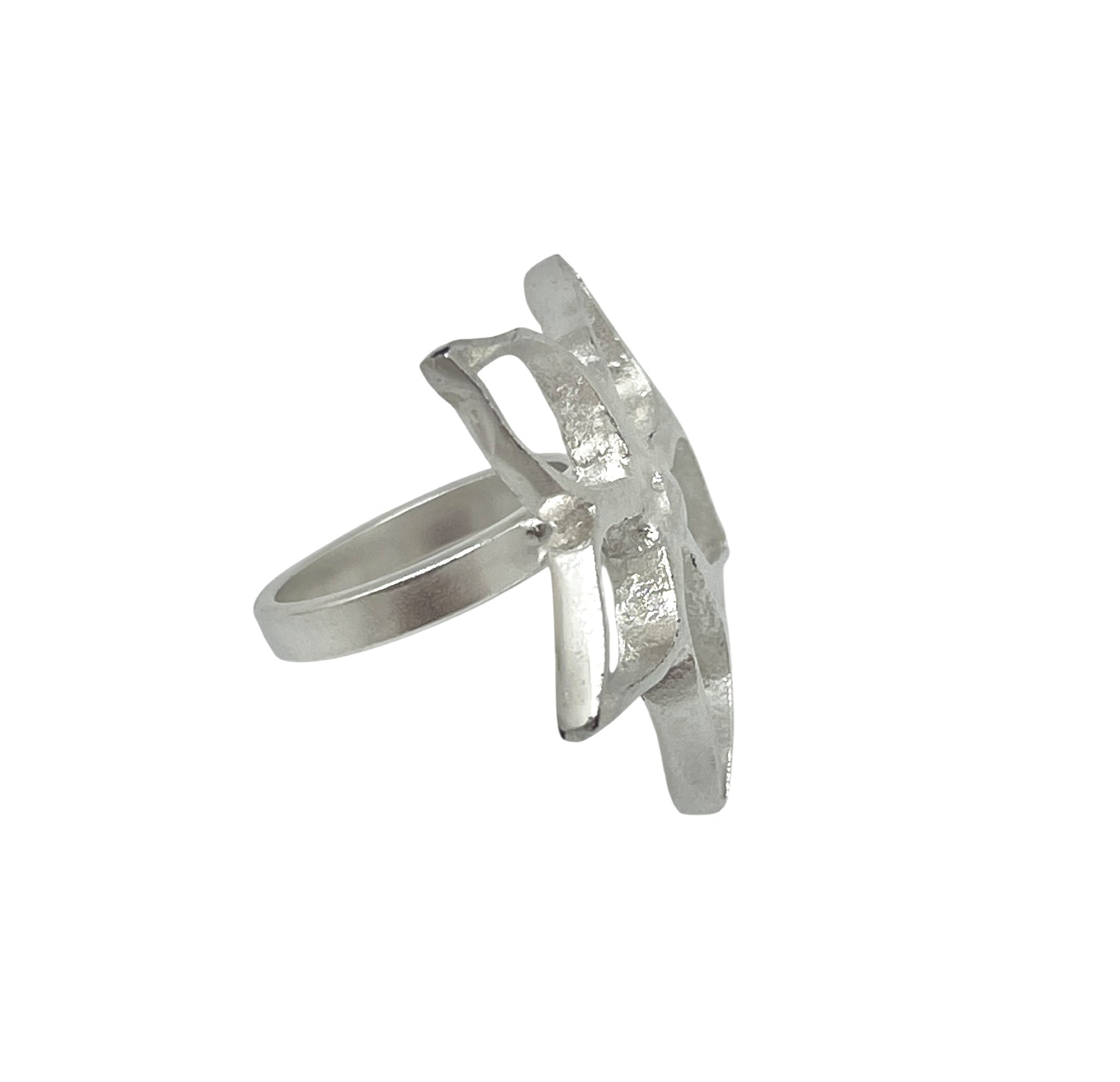 Anillo flor plata de ley chapado latón Gloria Mago diseño exclusivo moda accesorio fabricante