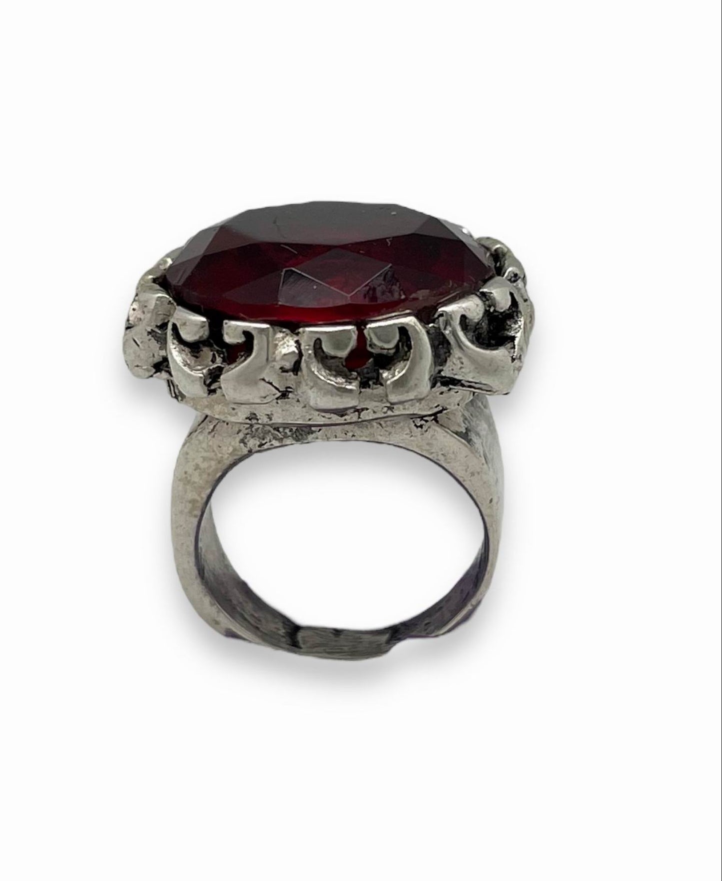 Anillo solitario Daiya plata cristal rojo T15