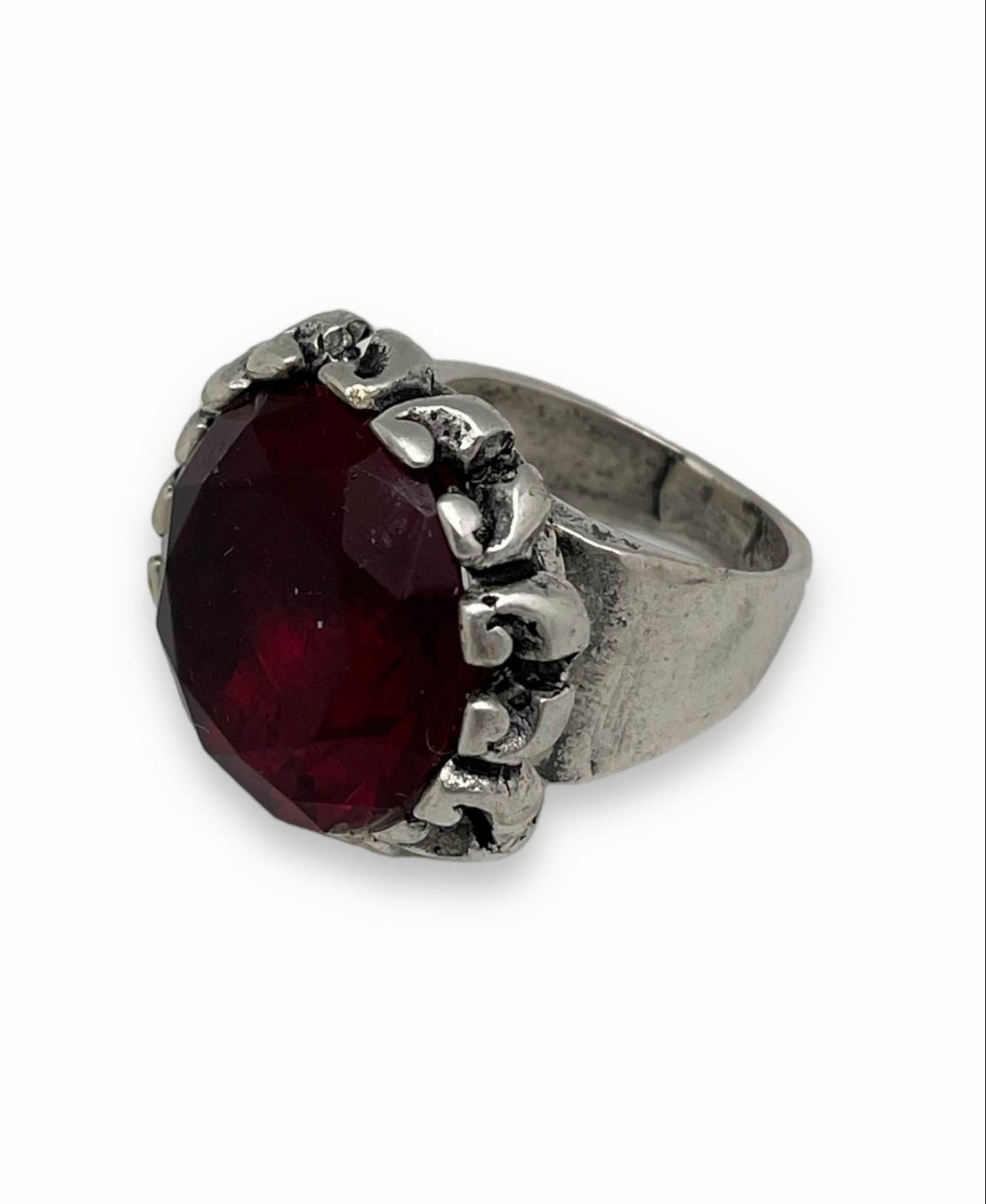 Anillo solitario Daiya plata cristal rojo T15